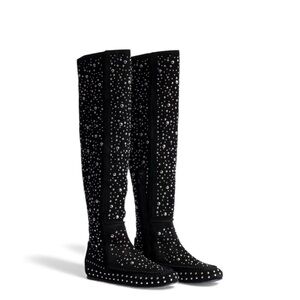 NEW NWT Zadig & Voltaire Santa Dream Studs high black suede boots size 9